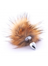 Серебристая анальная пробка с коричневым хвостиком - Crazy Handmade в Нефтекамске Серебристая анальная пробка с коричневым хвостиком - Crazy Handmade