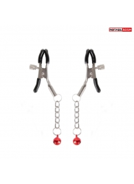 Серебристые зажимы на соски с шариками на цепочках - Notabu - купить с доставкой в Нефтекамске