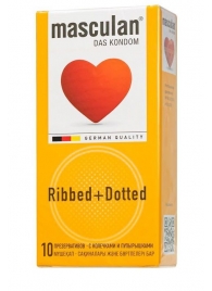 Презервативы с колечками и пупырышками Masculan Ribbed+Dotted - 10 шт. - Masculan - купить с доставкой в Нефтекамске
