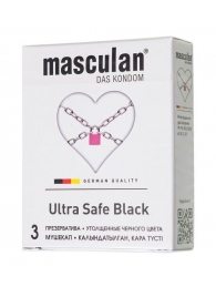 Ультрапрочные презервативы Masculan Ultra Safe Black - 3 шт. - Masculan - купить с доставкой в Нефтекамске