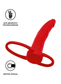 Красная насадка на пенис для двойного проникновения Black Red - 16,5 см. - ToyFa - купить с доставкой в Нефтекамске