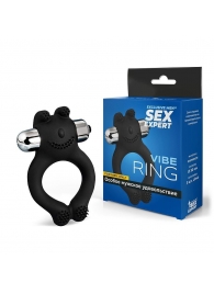 Черное силиконовое эрекционное виброкольцо Sex Expert - Sex Expert - в Нефтекамске купить с доставкой
