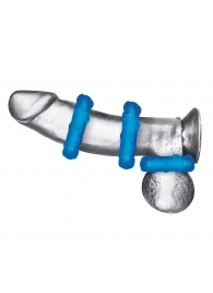 Комплект из трех голубых эрекционных колец 3-Pack Ribbed Rider Cock Ring Set - BlueLine - в Нефтекамске купить с доставкой