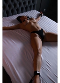 Черный кожаный набор фиксации на кровати Sex Game - БДСМ Арсенал - купить с доставкой в Нефтекамске
