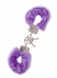 Фиолетовые меховые наручники METAL HANDCUFF WITH PLUSH LAVENDER - Dream Toys - купить с доставкой в Нефтекамске