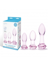 Набор из 3 стеклянных анальных пробок Rosebud Butt Plug Set - Glas