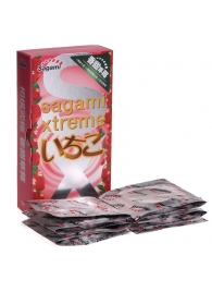 Презервативы Sagami Xtreme Strawberry c ароматом клубники - 10 шт. - Sagami - купить с доставкой в Нефтекамске