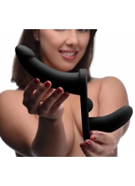 Черный вибрострапон Double Take 10X Double Penetration Vibrating Strap-on Harness - XR Brands - купить с доставкой в Нефтекамске