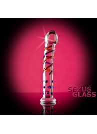Стеклянный фаллос с различным рельефом - 19,5 см. - Sexus купить с доставкой в интернет-магазине Orgasmix в Нефтекамске Стеклянный фаллос с различным рельефом - 19,5 см. - Sexus