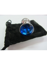 Анальное украшение BUTT PLUG  Small с синим кристаллом - 7 см. - Anal Jewelry Plug - купить с доставкой в Нефтекамске