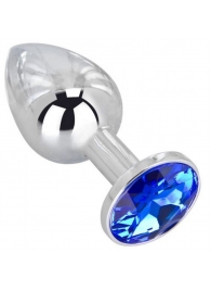 Анальное украшение BUTT PLUG  Small с синим кристаллом - 7 см. - Anal Jewelry Plug - купить с доставкой в Нефтекамске