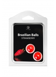 Набор из 2 шариков с массажным маслом Brazilian Balls с ароматом клубники - Secret Play - купить с доставкой в Нефтекамске