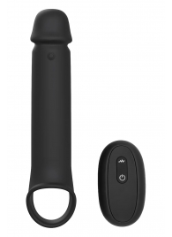 Черная насадка-удлинитель с вибрацией Vibrating Extender With Remote - Dream Toys - в Нефтекамске купить с доставкой