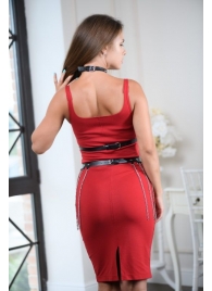 Черно-серебристая портупея-юбка plus size с цепочками - БДСМ Арсенал - купить с доставкой в Нефтекамске