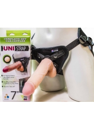 Страпон-унисекс с двумя насадками UNI strap 7  Harness - 19 и 16 см. - LOVETOY (А-Полимер) - купить с доставкой в Нефтекамске