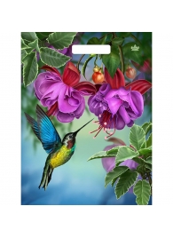 Пакет с принтом в виде колибри в цветах с вырубной ручкой (31х40 см) - Сима-Ленд - купить с доставкой в Нефтекамске