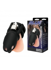 Черная клетка для пениса Silicone Small 2 in Cock Cage With Ball Divider - BlueLine - купить с доставкой в Нефтекамске