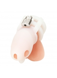 Белая клетка для пениса Silicone Small 2 in Cock Cage With Ball Divider - BlueLine - купить с доставкой в Нефтекамске