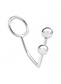 Кольцо на пенис с анальным стимулятором Two Bead Stainless Steel Anal Hook   Cock Ring - BlueLine - в Нефтекамске купить с доставкой
