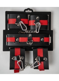 Черно-красный набор фиксаций: наручники, оковы и ошейник - Crazy Handmade - купить с доставкой в Нефтекамске