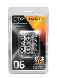 Прозрачная насадка с объёмными чёрточками STAY HARD COCK SLEEVE 06 CLEAR - Blush Novelties - в Нефтекамске купить с доставкой