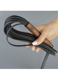 Черная кожаная плеть с деревянной рукоятью - 44 см. - Sitabella - купить с доставкой в Нефтекамске Черная кожаная плеть с деревянной рукоятью - 44 см. - Sitabella - купить с доставкой в Нефтекамске