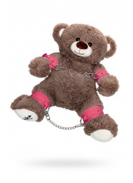 Бондажный набор: бурый мишка с розовыми оковами и наручниками - Pecado - купить с доставкой в Нефтекамске