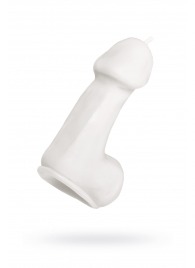Белая свеча в форме пениса - 47 гр. - Pecado - купить с доставкой в Нефтекамске