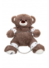 Бондажный набор: бурый мишка с белыми оковами и наручниками - Pecado - купить с доставкой в Нефтекамске