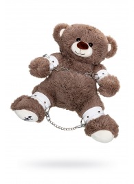 Бондажный набор: бурый мишка с белыми оковами и наручниками - Pecado - купить с доставкой в Нефтекамске