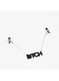 Зажимы на соски с кожаной подвеской Bitch - Crazy Handmade - купить с доставкой в Нефтекамске