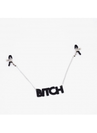 Зажимы на соски с кожаной подвеской Bitch - Crazy Handmade - купить с доставкой в Нефтекамске