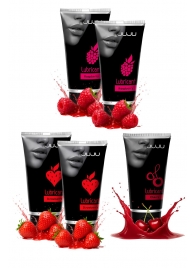 Набор из 5 съедобных лубрикантов JUJU (клубника х 2, малина х 2, вишня) - JuJu - купить с доставкой в Нефтекамске Набор из 5 съедобных лубрикантов JUJU (клубника х 2, малина х 2, вишня) - JuJu - купить с доставкой в Нефтекамске