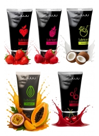 Набор из 5 съедобных лубрикантов JUJU (клубника, малина, тропические фрукты, вишня, кокос) - JuJu - купить с доставкой в Нефтекамске Набор из 5 съедобных лубрикантов JUJU (клубника, малина, тропические фрукты, вишня, кокос) - JuJu - купить с доставкой в Нефтекамске