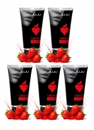 Набор из 5 съедобных лубрикантов JUJU со вкусом клубники - JuJu - купить с доставкой в Нефтекамске Набор из 5 съедобных лубрикантов JUJU со вкусом клубники - JuJu - купить с доставкой в Нефтекамске