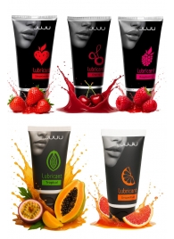 Набор из 5 съедобных лубрикантов JUJU (клубника, малина, тропические фрукты, вишня, грейпфрут) - JuJu - купить с доставкой в Нефтекамске