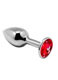 Серебристая анальная втулка Mini Metal Butt Plug Size M с красным кристаллом - Adrien Lastic в Нефтекамске Серебристая анальная втулка Mini Metal Butt Plug Size M с красным кристаллом - Adrien Lastic