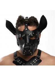Черная кожаная маска «Собака» - Crazy Handmade - купить с доставкой в Нефтекамске