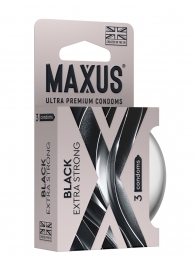 Черные утолщенные презервативы MAXUS Extra Strong с железным кейсом - 3 шт. - Maxus - купить с доставкой в Нефтекамске