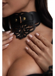 Фигурный чокер с узорами и золотистой фурнитурой - Crazy Handmade - купить с доставкой в Нефтекамске Фигурный чокер с узорами и золотистой фурнитурой - Crazy Handmade - купить с доставкой в Нефтекамске