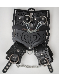 Черный ажурный кожаный набор фиксаций - Crazy Handmade - купить с доставкой в Нефтекамске Черный ажурный кожаный набор фиксаций - Crazy Handmade - купить с доставкой в Нефтекамске