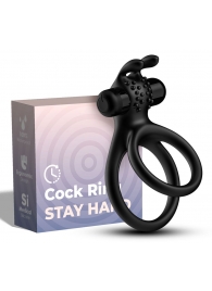 Черное эрекционное виброкольцо с подхватом мошонки Stay Hard - Boys of Toys - в Нефтекамске купить с доставкой