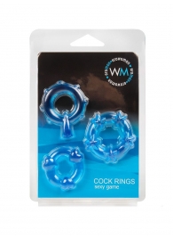 Набор из 3 синих эрекционных колец с различным рельефом - Erowoman-Eroman - в Нефтекамске купить с доставкой