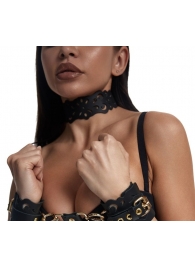 Черный ажурный чокер с золотистой фурнитурой - Crazy Handmade - купить с доставкой в Нефтекамске