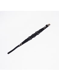 Черный ажурный чокер с золотистой фурнитурой - Crazy Handmade - купить с доставкой в Нефтекамске