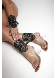 Черный фигурные оковы с золотистой фурнитурой - Crazy Handmade - купить с доставкой в Нефтекамске Черный фигурные оковы с золотистой фурнитурой - Crazy Handmade - купить с доставкой в Нефтекамске