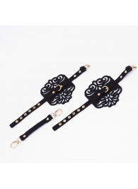 Черный фигурные оковы с золотистой фурнитурой - Crazy Handmade - купить с доставкой в Нефтекамске Черный фигурные оковы с золотистой фурнитурой - Crazy Handmade - купить с доставкой в Нефтекамске