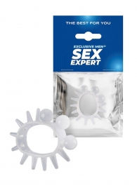 Эластичное эрекционное кольцо с шариками и лучами - Sex Expert - в Нефтекамске купить с доставкой