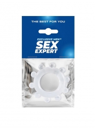Прозрачное эрекционное кольцо со стимулирующими шариками - Sex Expert - в Нефтекамске купить с доставкой
