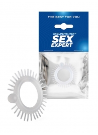 Эластичное эрекционное кольцо с шипиками и шариком - Sex Expert - в Нефтекамске купить с доставкой